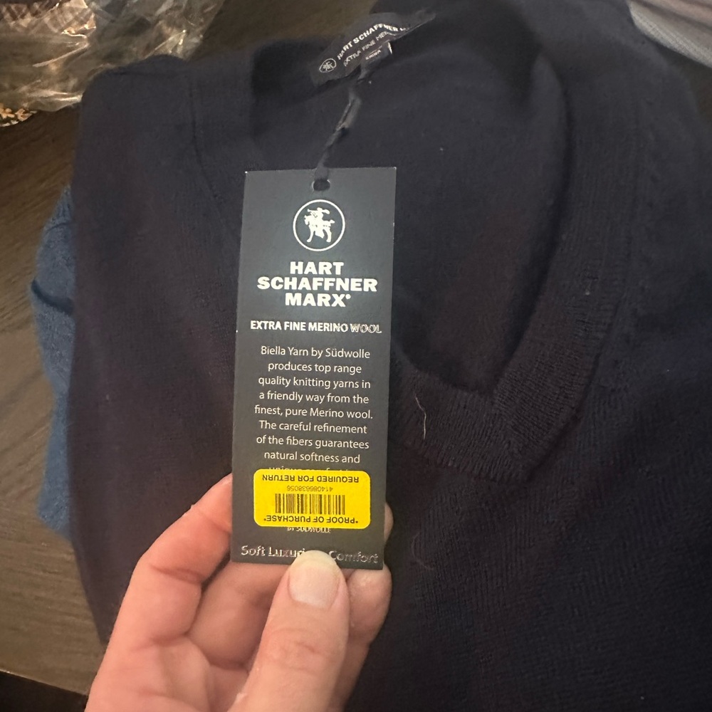 Hart Schaffner Marx Dark Blue V-Neck Sweater